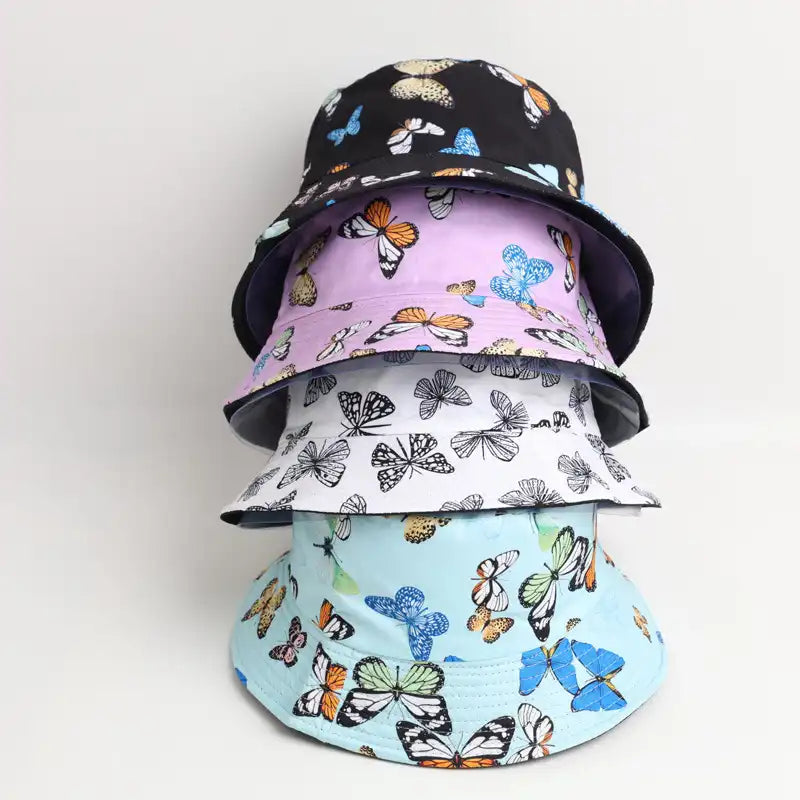 Butterfly Print Double-Sided Bucket Hat
