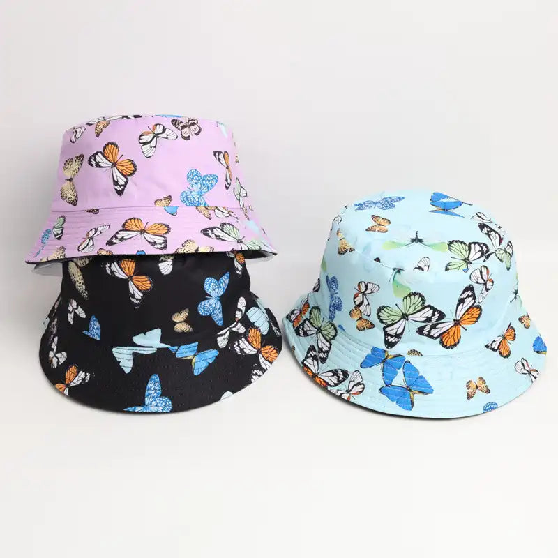 Butterfly Print Double-Sided Bucket Hat