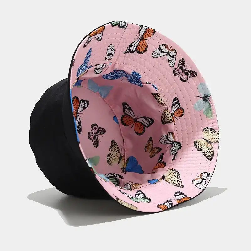 Butterfly Print Double-Sided Bucket Hat