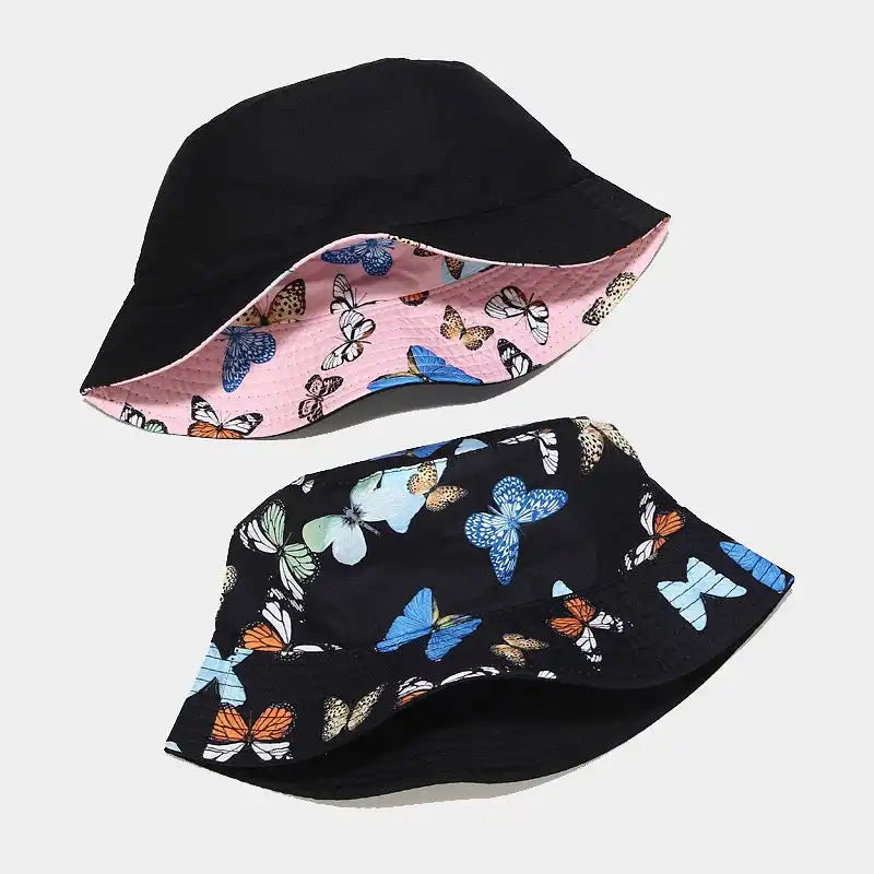 Butterfly Print Double-Sided Bucket Hat