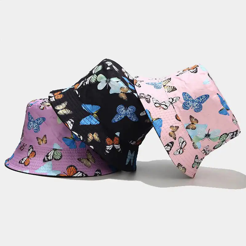Butterfly Print Double-Sided Bucket Hat