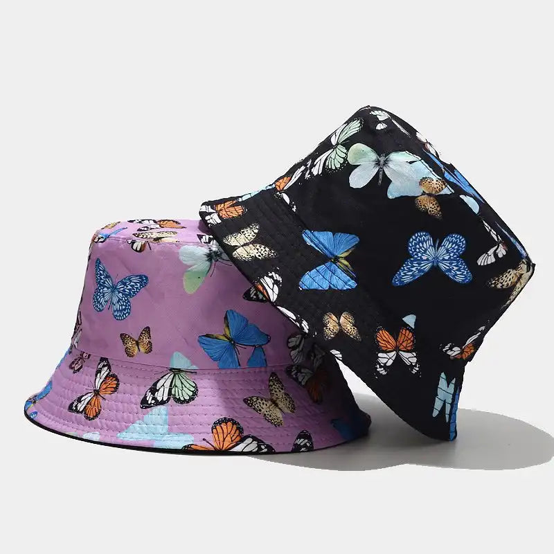 Butterfly Print Double-Sided Bucket Hat