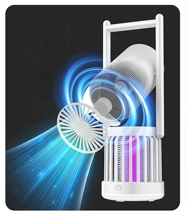 3-in-1 Camping Fan, Mosquito Zapper & Night Light – Portable Outdoor LED Lantern with USB Rechargeable for Outdoor and Indoor