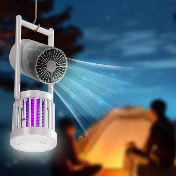 3-in-1 Camping Fan, Mosquito Zapper & Night Light – Portable Outdoor LED Lantern with USB Rechargeable for Outdoor and Indoor