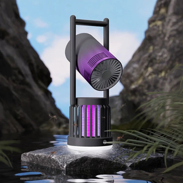 3-in-1 Camping Fan, Mosquito Zapper & Night Light – Portable Outdoor LED Lantern with USB Rechargeable for Outdoor and Indoor