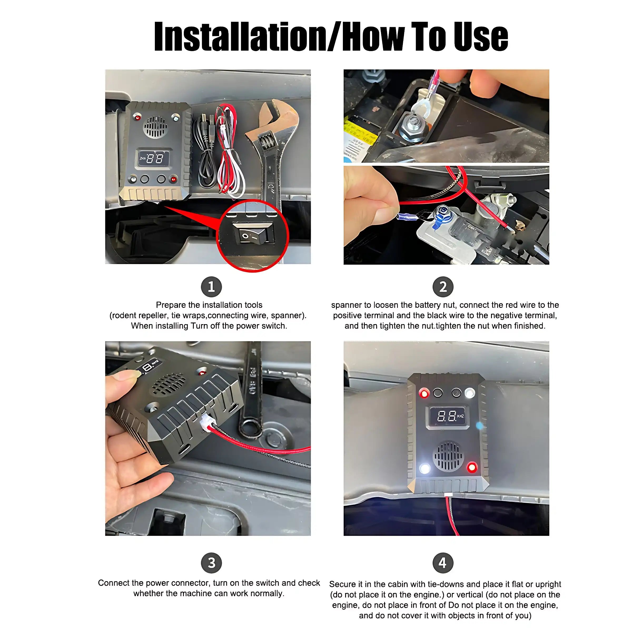 Car Under Hood Ultrasonic Mouse Repellent Pest Animal Repellent