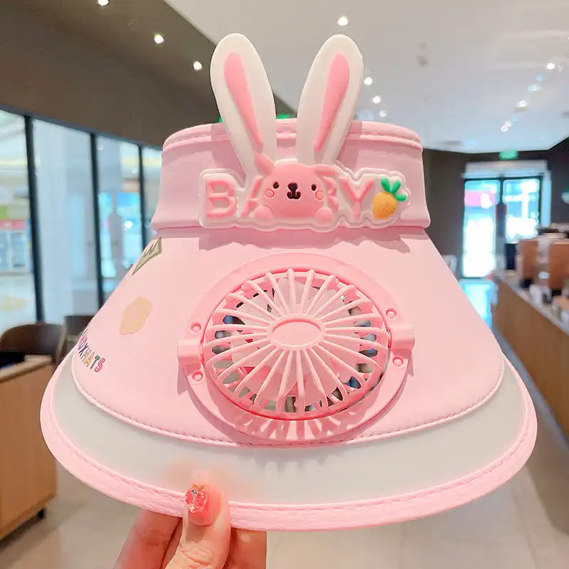 Cartoon Cute Summer Kids Sun Visors Hat with Fan