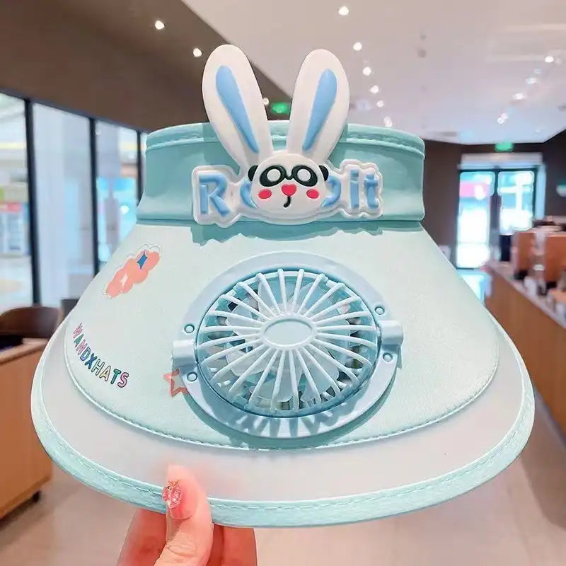 Cartoon Cute Summer Kids Sun Visors Hat with Fan
