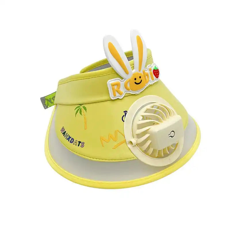 Cartoon Cute Summer Kids Sun Visors Hat with Fan