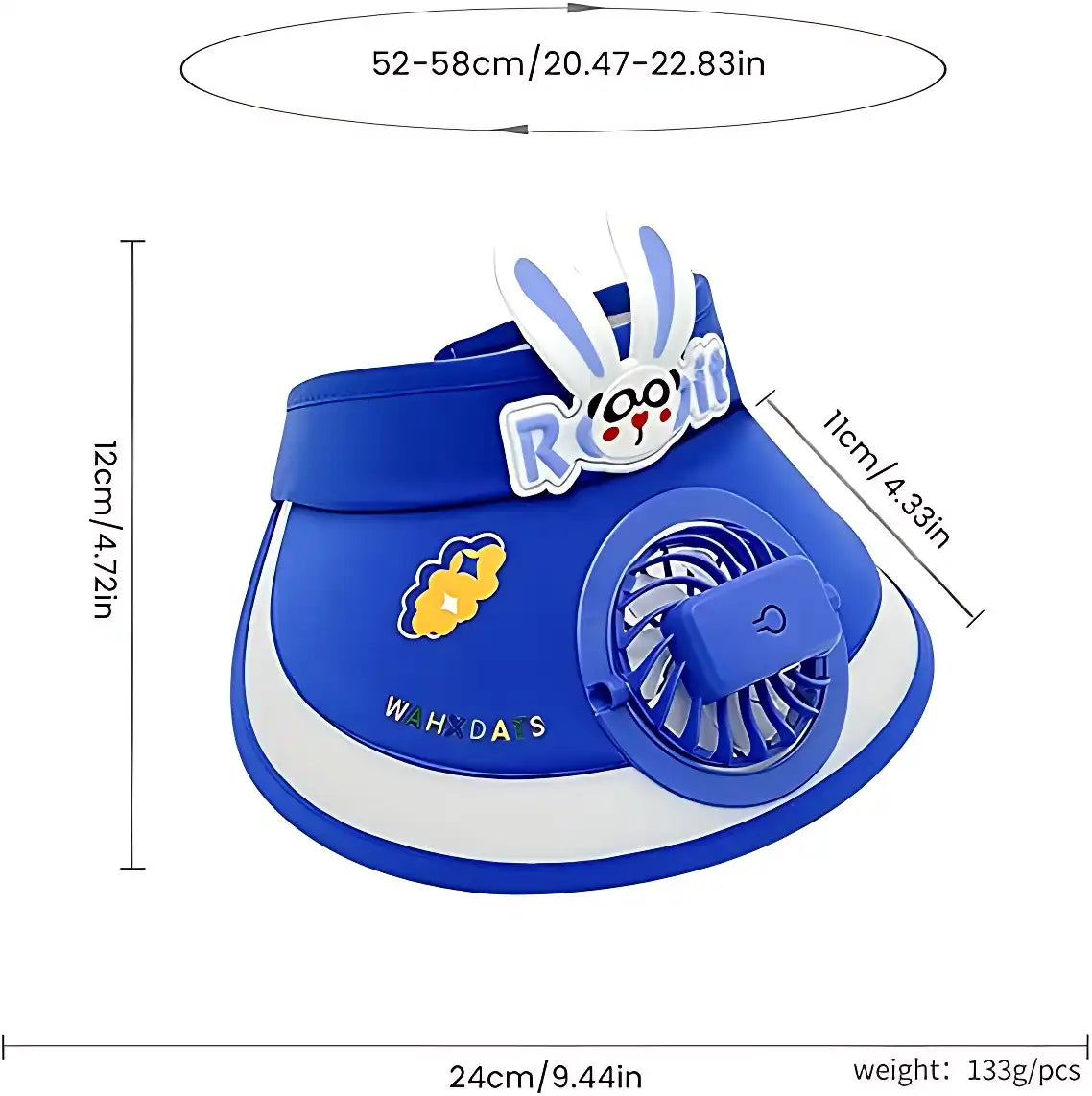 Cartoon Cute Summer Kids Sun Visors Hat with Fan