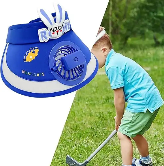Cartoon Cute Summer Kids Sun Visors Hat with Fan