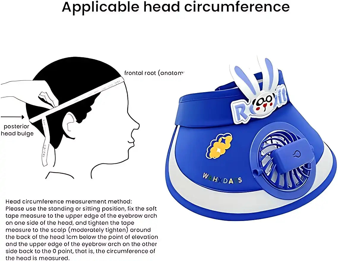 Cartoon Cute Summer Kids Sun Visors Hat with Fan