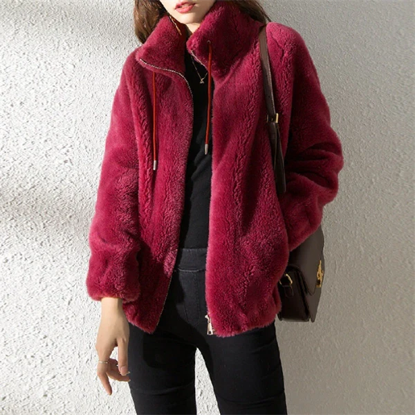 Casual Fuzzy Fleece Zip Jacket for Women - Soft Cozy Everyday Coat