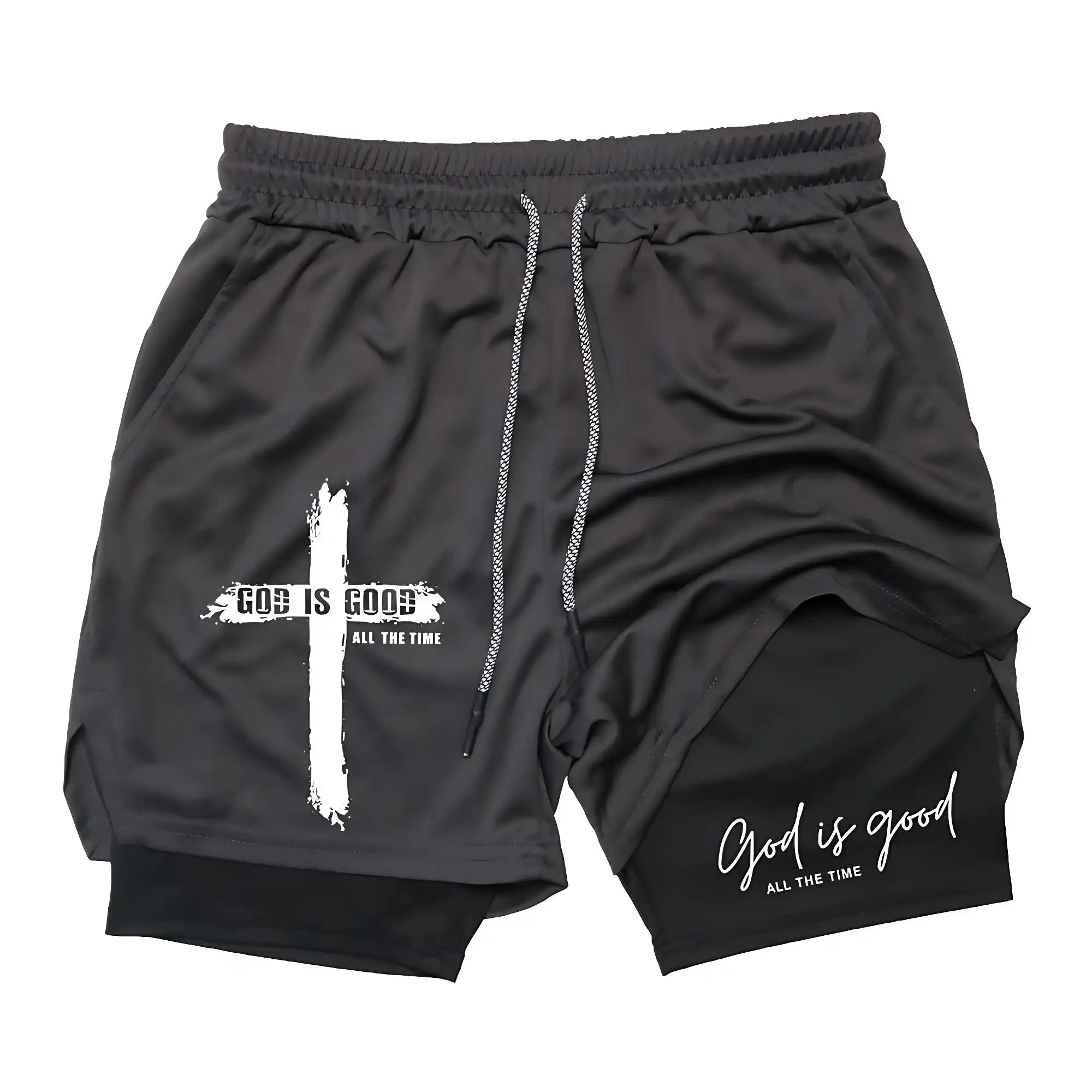 "God Is Good" Christian Cross Gym Performance Shorts