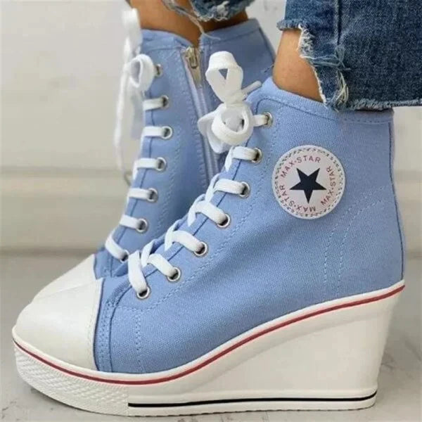 Chunky Lace-Up Platform Wedge Sneakers for Women