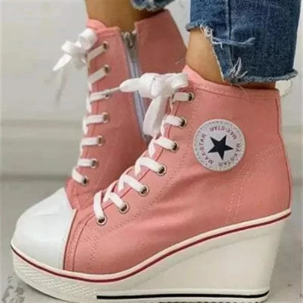 Chunky Lace-Up Platform Wedge Sneakers for Women