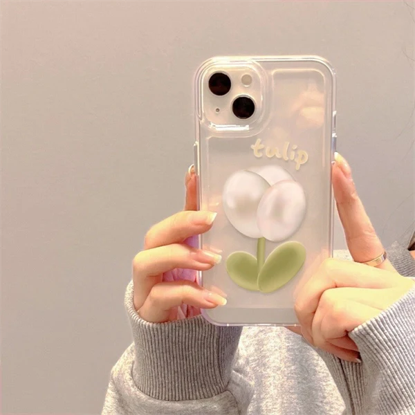 Clear Tulip Case for iPhone 17 – Soft, Shockproof & Stylish Protection