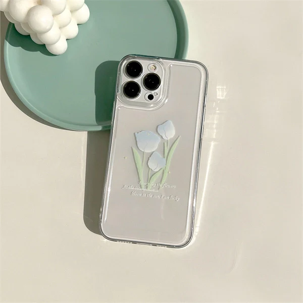 Clear Tulip Case for iPhone 17 – Soft, Shockproof & Stylish Protection