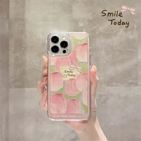 Clear Tulip Case for iPhone 17 – Soft, Shockproof & Stylish Protection