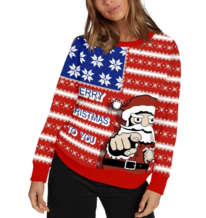Ugly Christmas Sweatshirt 3D Printed Graphic Crewneck Long Sleeve Sweatshirts