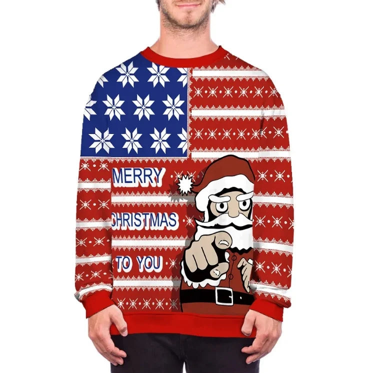 Ugly Christmas Sweatshirt 3D Printed Graphic Crewneck Long Sleeve Sweatshirts
