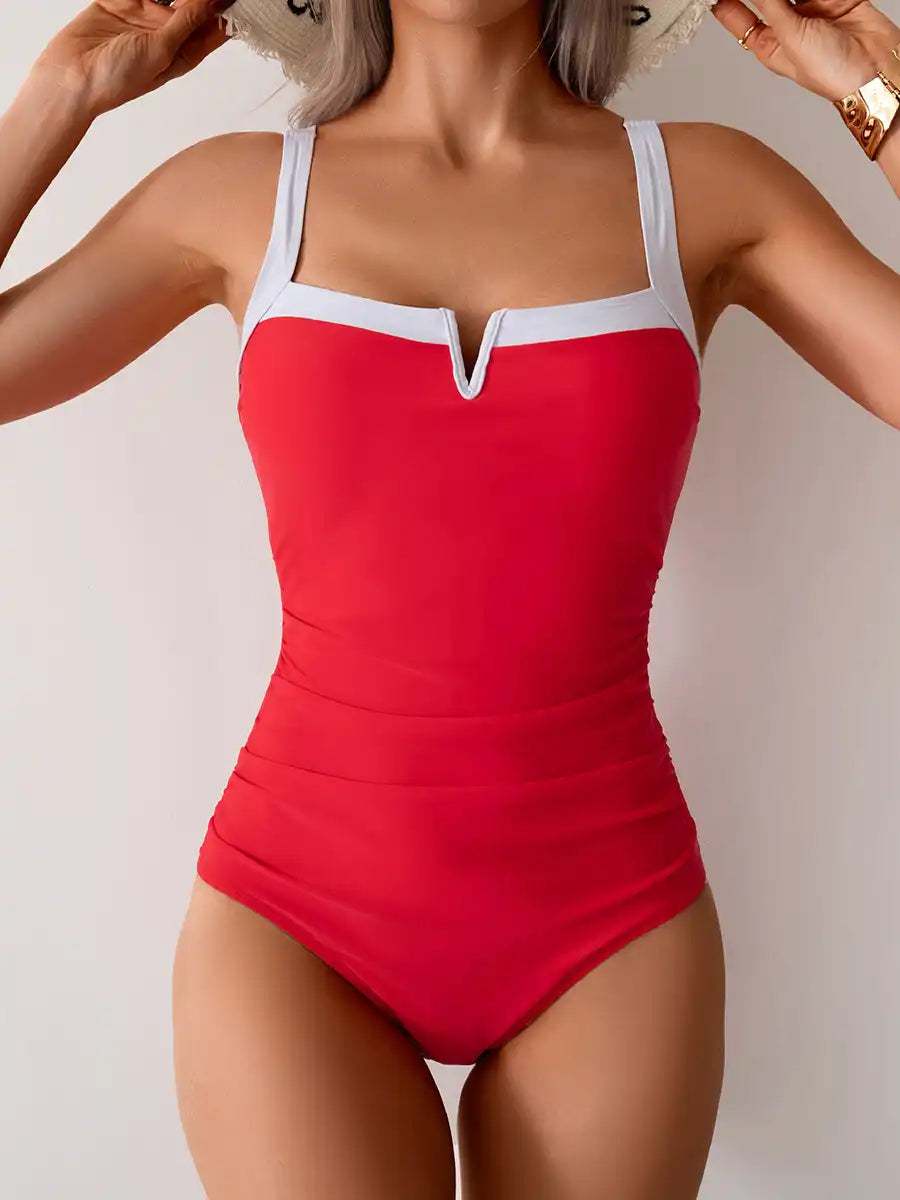 Color Pop Strappy One Piece Swimsuit Summer Sexy Bikini