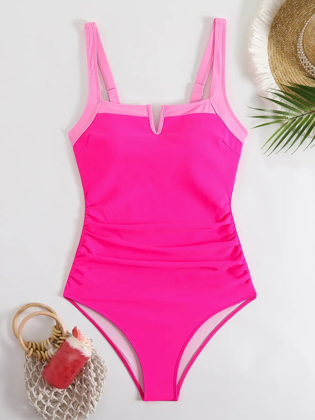 Color Pop Strappy One Piece Swimsuit Summer Sexy Bikini