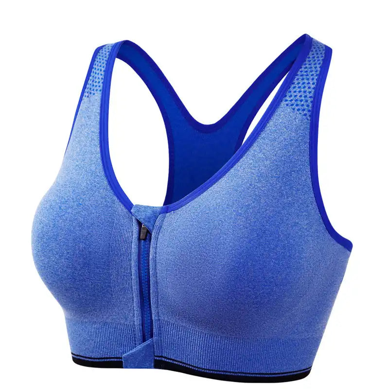 Comfort Support Zip Front Sports Bra - Women's Removable Padding, Gym Yoga