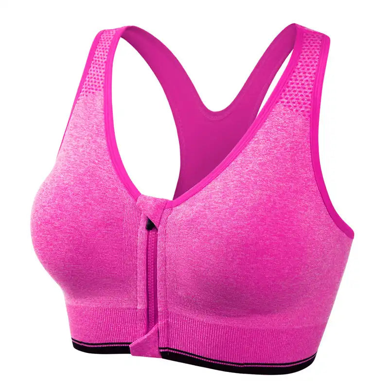 Comfort Support Zip Front Sports Bra - Women's Removable Padding, Gym Yoga