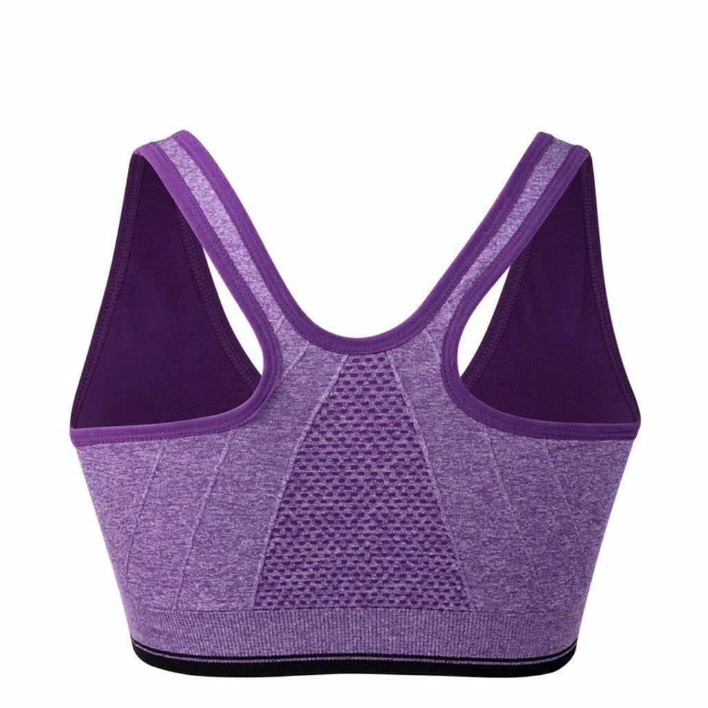 Comfort Support Zip Front Sports Bra - Women's Removable Padding, Gym Yoga