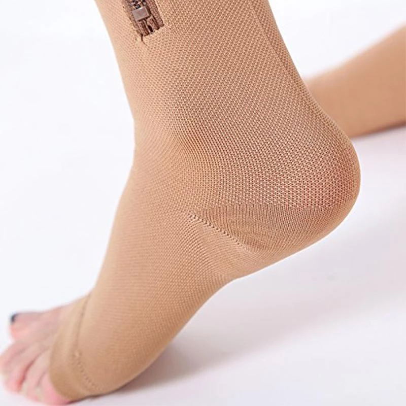 ROYALUCK Zippered Open Toe Compression Socks Support Stockings 20-30 mmHg