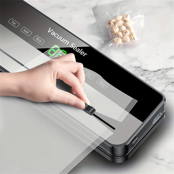 Compact Food Vacuum Sealer Machine with 10 Bags – Keep Food Fresh Longer with Easy One-Touch Sealing