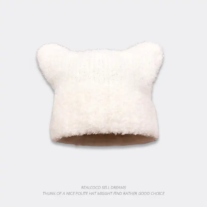 Women's Faux Fur Ear Flap Beanie - Cozy Knit Winter Hat with Adorable Ears for Cold Weather