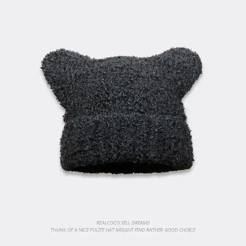 Women's Faux Fur Ear Flap Beanie - Cozy Knit Winter Hat with Adorable Ears for Cold Weather