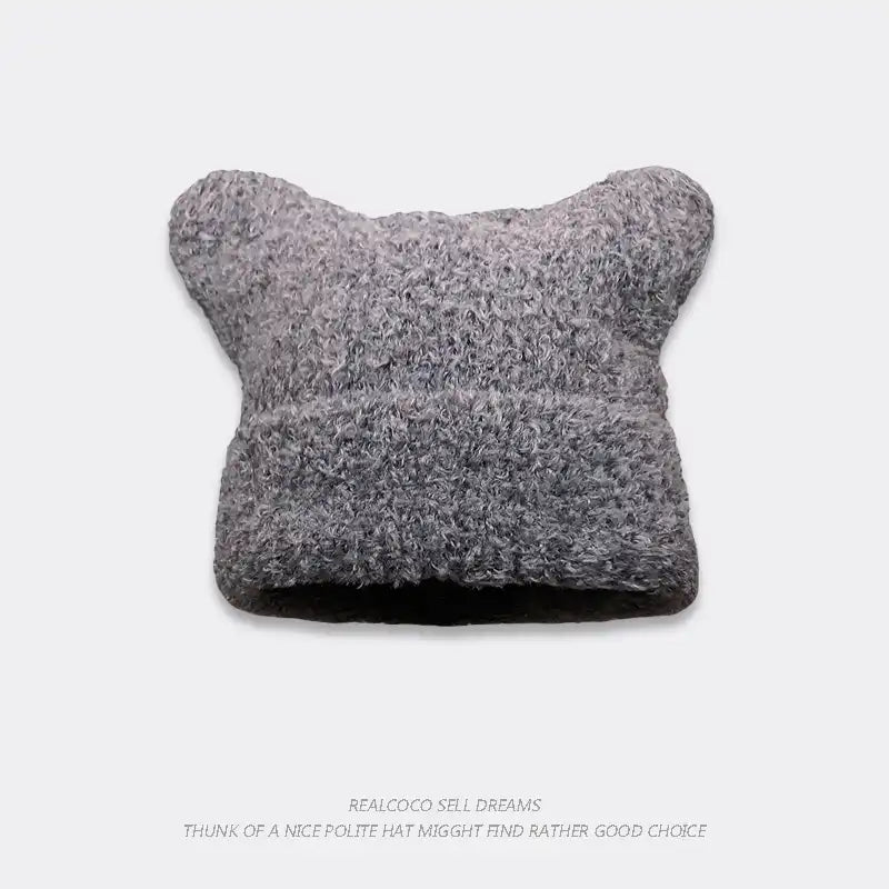 Women's Faux Fur Ear Flap Beanie - Cozy Knit Winter Hat with Adorable Ears for Cold Weather