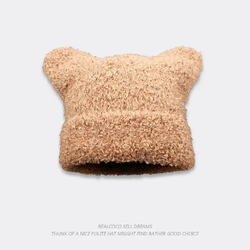 Women's Faux Fur Ear Flap Beanie - Cozy Knit Winter Hat with Adorable Ears for Cold Weather