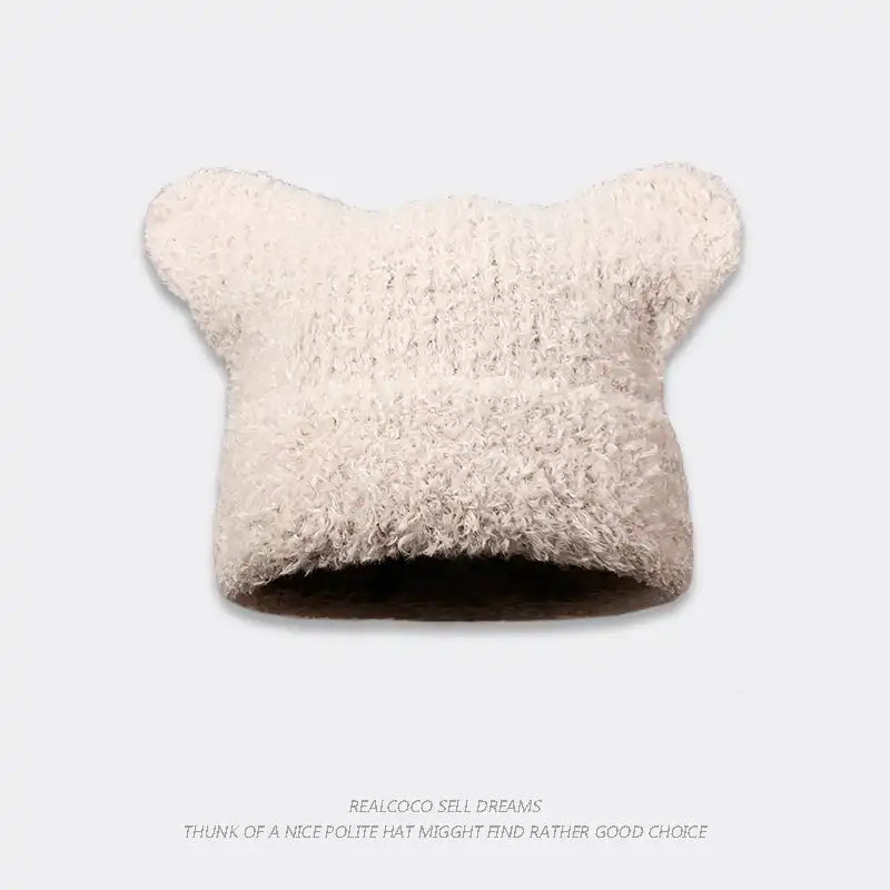Women's Faux Fur Ear Flap Beanie - Cozy Knit Winter Hat with Adorable Ears for Cold Weather