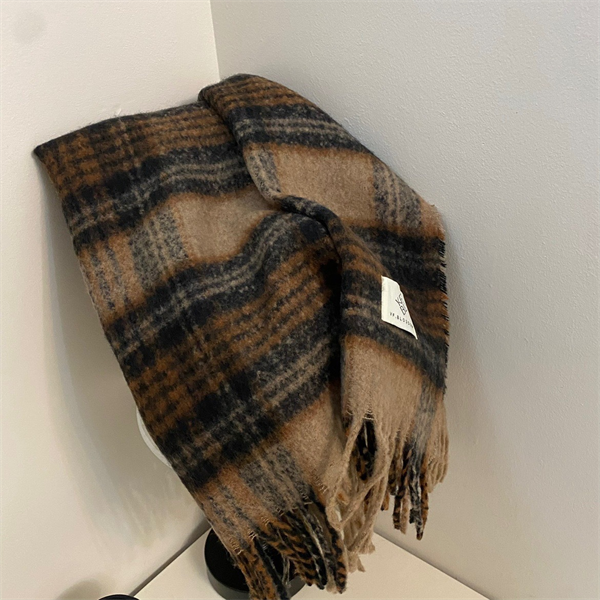Oversized Plaid Scarf with Tassel Fringe - Soft Warm Winter Wrap Blanket Shawl for Women