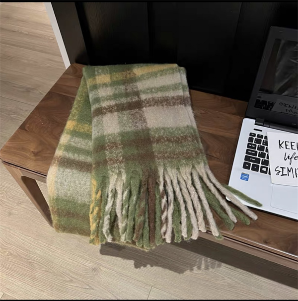 Oversized Striped Scarf with Tassel Fringe - Soft Warm Winter Wrap Blanket Shawl for Women