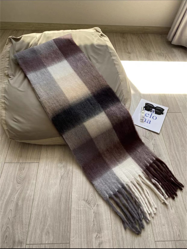 Oversized Plaid Scarf with Tassel Fringe - Soft Warm Winter Wrap Blanket Shawl for Women