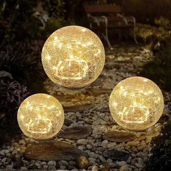 Cracked Glass Solar Ground Lights - Waterproof LED Garden Puck