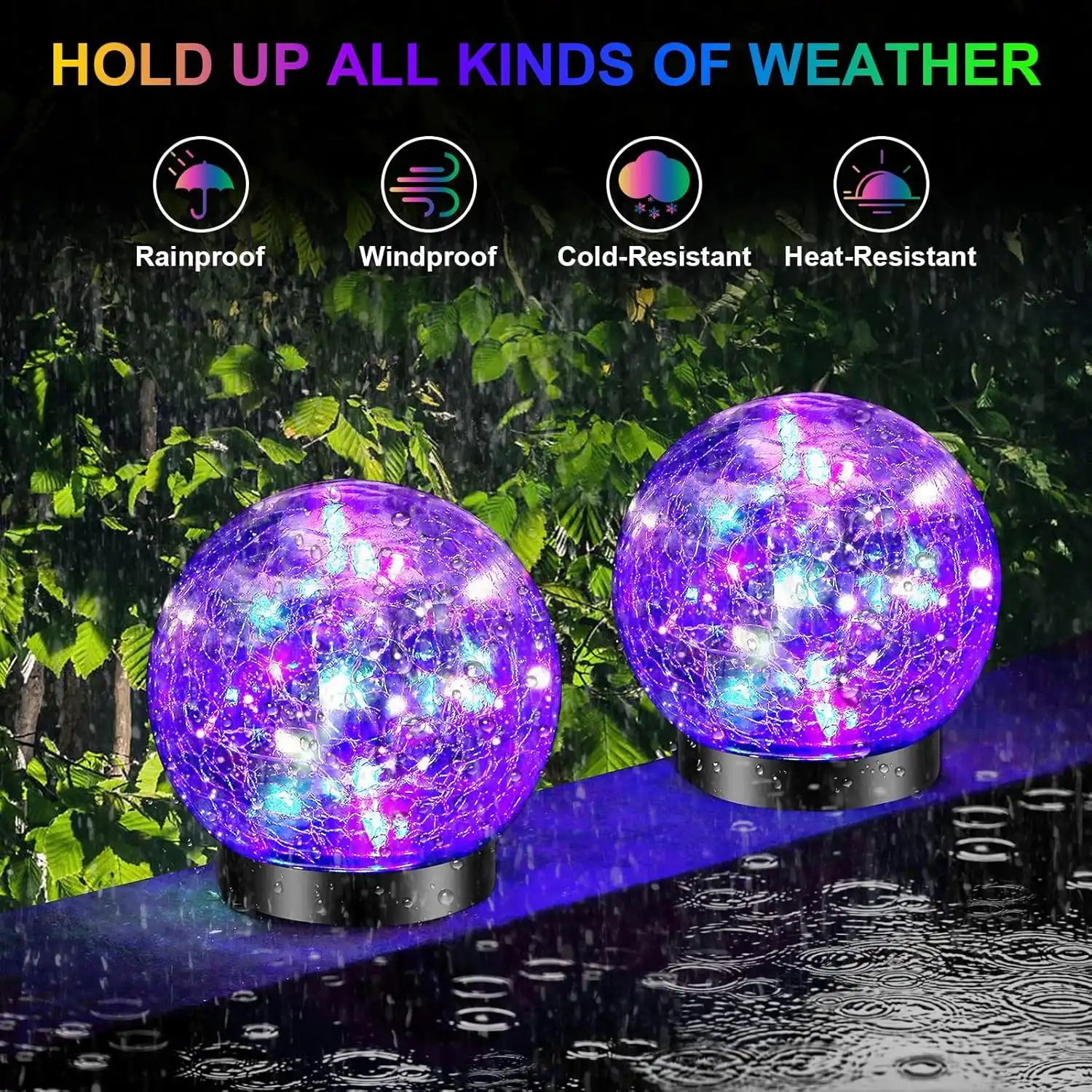 Cracked Glass Solar Ground Lights - Waterproof LED Garden Puck