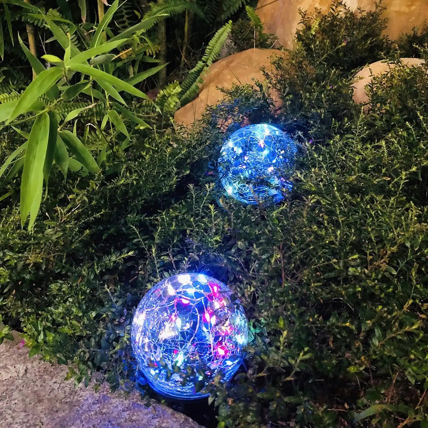 Cracked Glass Solar Ground Lights - Waterproof LED Garden Puck