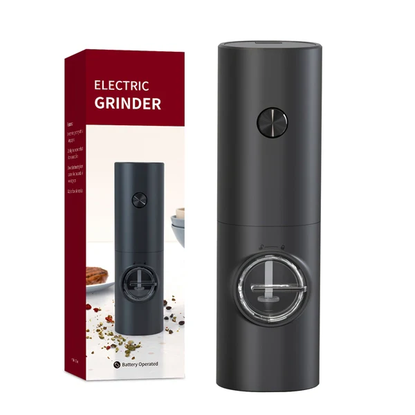 Electric Salt and Pepper Grinder Set – Battery Operated Mills with Adjustable Coarseness, LED Light & One-Touch Operation, Includes Base