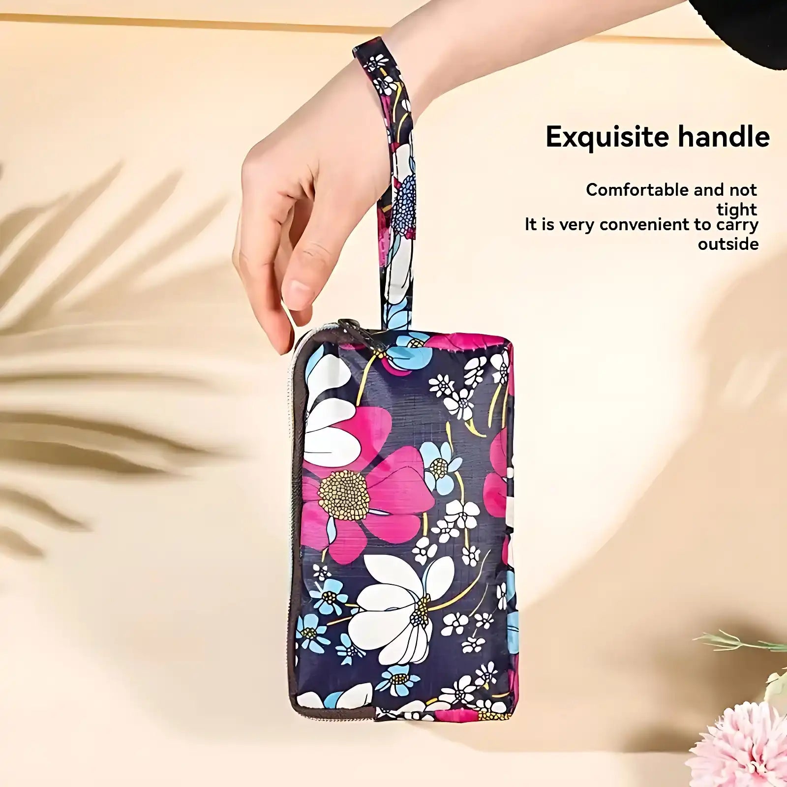 Elegant Floral Wrist Wallet Cosmetic Phone Travel Pouch