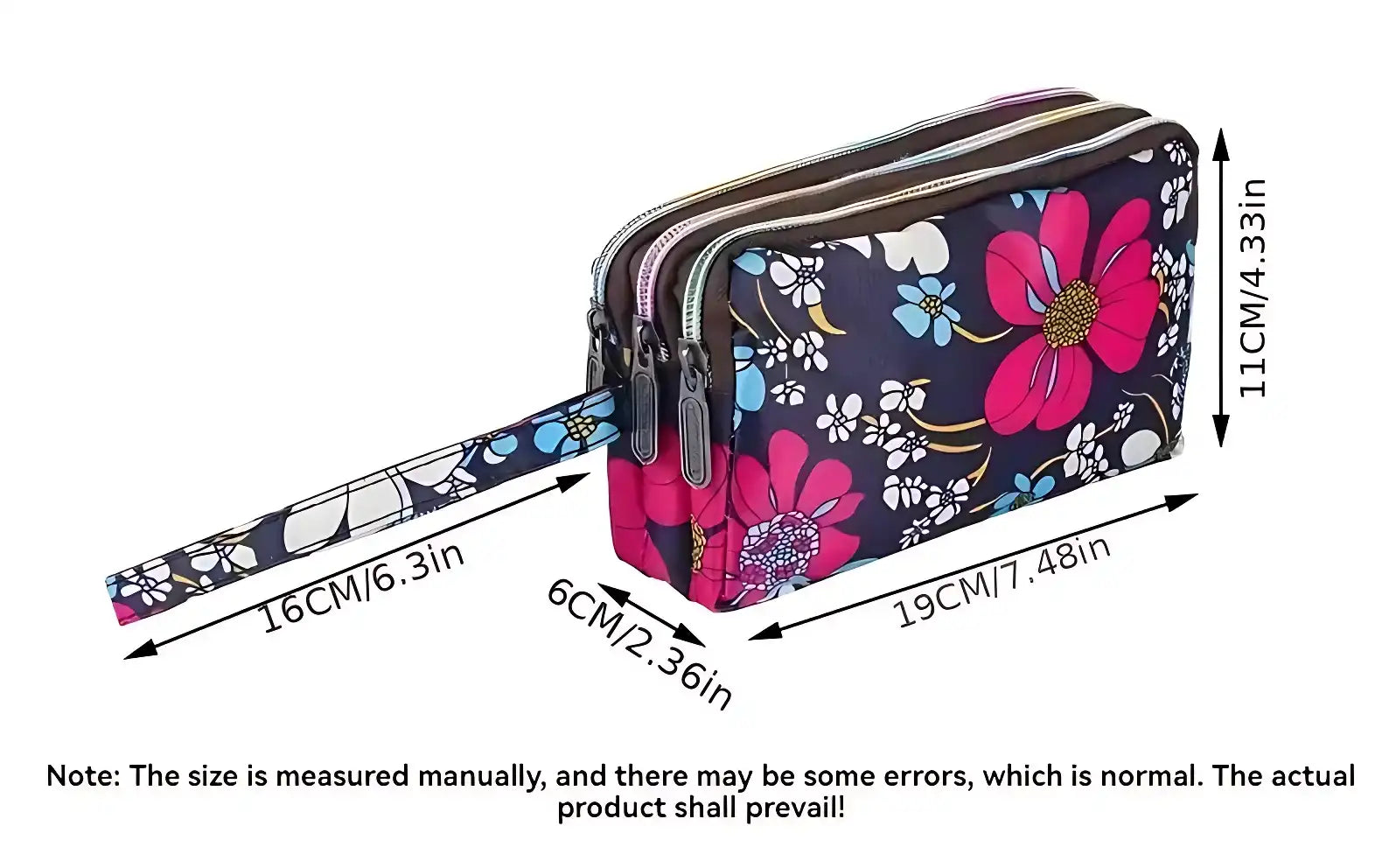 Elegant Floral Wrist Wallet Cosmetic Phone Travel Pouch