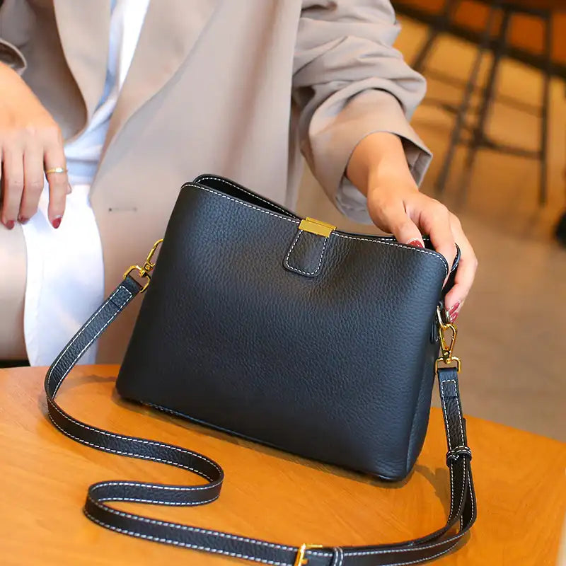 Elegant Women's Handmade Full-Grain Leather Multi-Way Tote