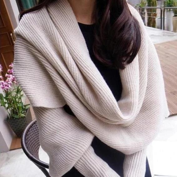 HOT SALE-Crochet Sweater-Scarf With Sleeves
