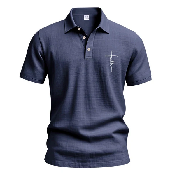 Faith Over Fear Men's Linen Cross Print Casual Shirt