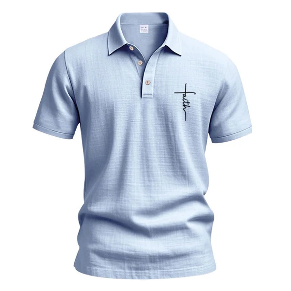 Faith Over Fear Men's Linen Cross Print Casual Shirt
